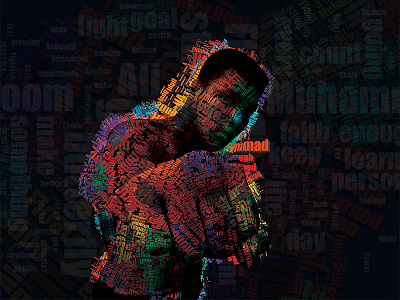 Muhammad Ali boxer colorful muhammad ali text wrap typography