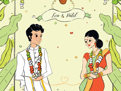 Couples illustration indian culture indian wedding sketchy