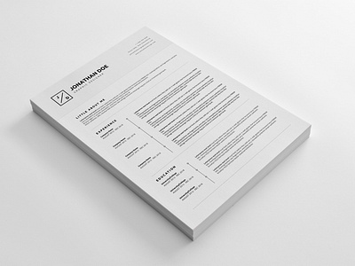 CV/Resume 04 - Clean and Minimal Print Ready