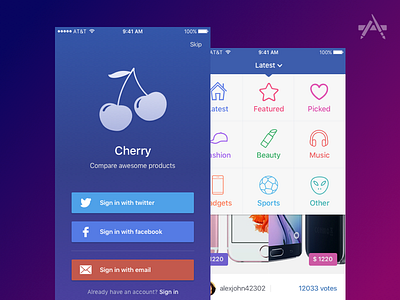 Cherry App compare interfaces ios mobile design ui ux