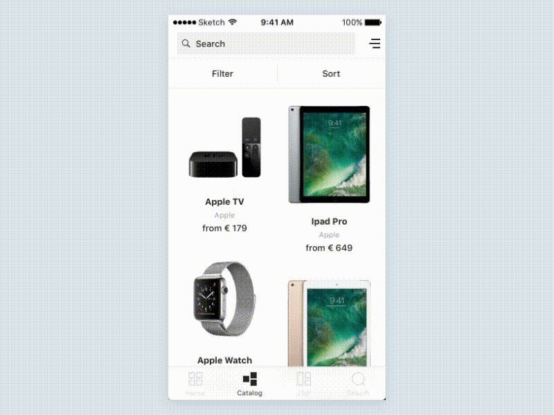 Omknee catalog to related flow availability cards catalog detailed view ecommerce flat iphone ipod related shop ui ux