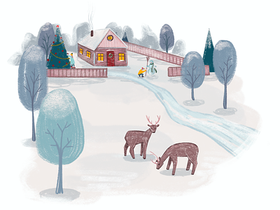 Winter illustration about christmas holiday.