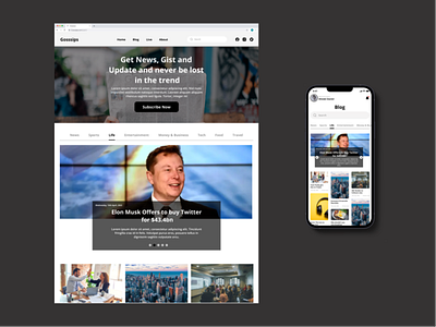 Gosssips - A Mobile and Web App app blog design ui ux ux design