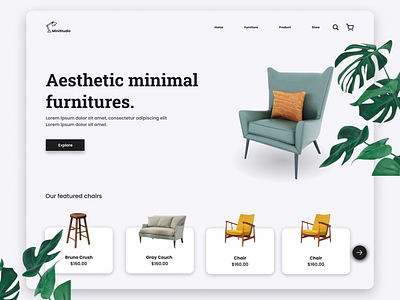 Minimal landing page for Furniture Store. design logo ui ux