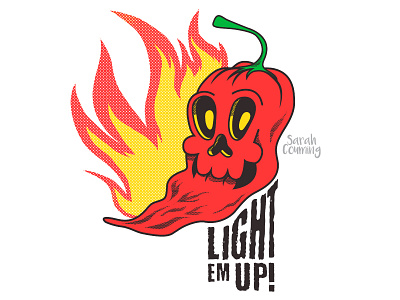 Ghost Pepper character design fire ghost pepper heat hot hot sauce illustration logo pepper skull spicy