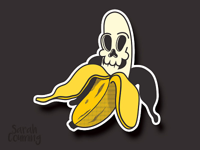 Killer Fruit banana fruit peel skate skull sticker weird yellow
