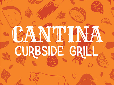 Cantina Curbside branding design drawing fun illustrator latin fusion food logo orange