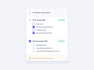 Nested checkbox exploration