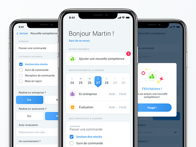 Mobizel - Student App agenda app blue calendar clean design home light mobile mobizel roboto ui ui elements