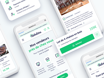 Rebelote mobile website - Mobizel app branding clean design ecommerce french home mobile product design product page shopping sketch startup ui webdesign website