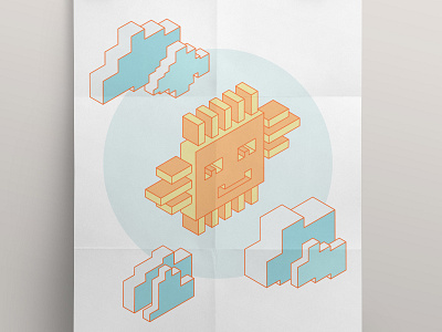 Sun Clouds clouds cube graphic illustration isometric sun