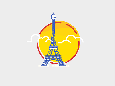 Eiffel Tower city eiffel tower europe flat graphic illustration paris
