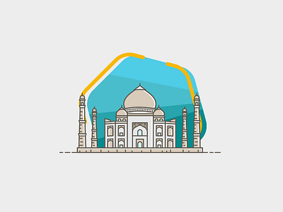 Taj Mahal flat graphic illustration india taj mahal