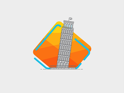Tower of Pisa flat graphic illustration italy leaning tower pisa tower of pisa