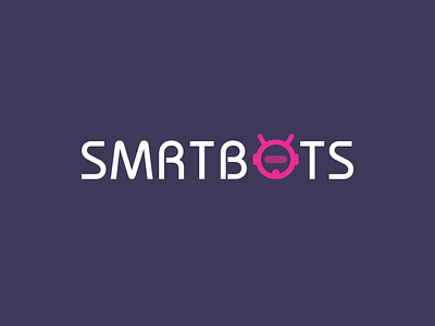 Smrtbots logo branding design dribbble graphic logo magenta robots typography