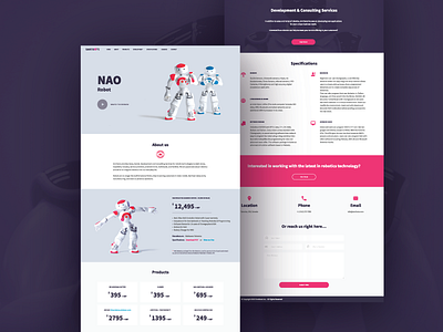 Smrtbots website design dribbble magenta purple robots technology typography ui web