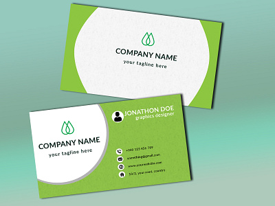 White And Green Business Card