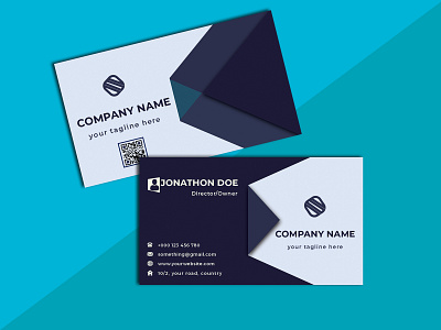 Navy Blue And White Business Card Design