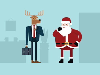 Santa's Lawyer christmas flat holiday illustration office reindeer santa vector