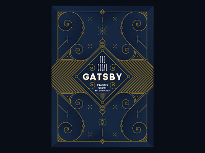 The Great Gatsby book cover art deco book cover classic floral gatsby noise ornaments