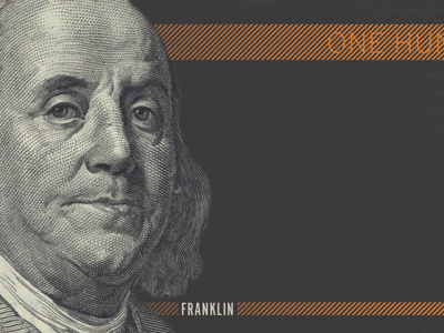 Franklin bill black design dollar franklin orange portrait print