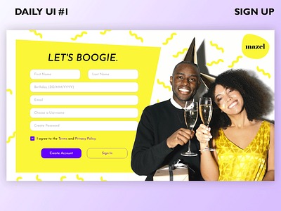 Daily UI 1 - "Sign Up" branding dailyui dailyui 001 dailyuichallenge graphic design signup signupform ui