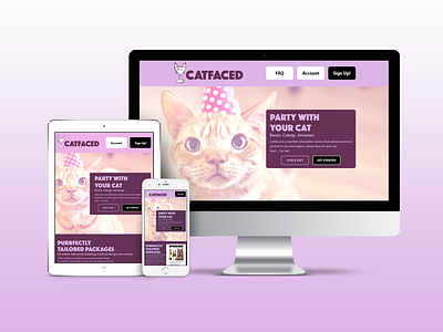 CatFaced Landing Page alcohol cats cute design drinks funny graphic design party pets ui ux ux design