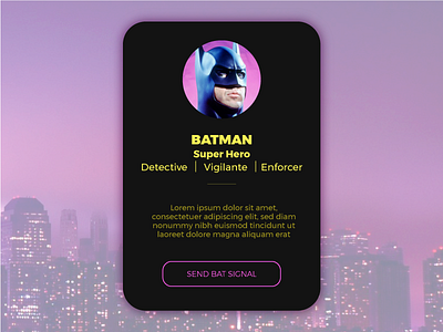 Batman Profile Card batman comics design graphic design illustrator profile ui ux