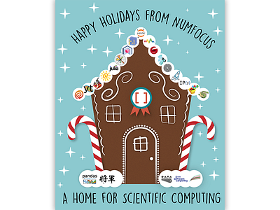 NumFOCUS Holiday Card candy chanukah christmas computing data data science gingerbread greeting card hanukkah holidays science