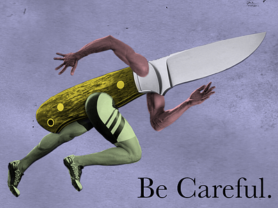 Be Careful collage graphic design knife knives print surreal vintage