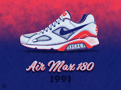 1991 Nike Air Max 180_BRD_9-28-21 1991 air max 180 illustration nike nike air procreate art procreate brushes retro shoe sneaker vintage