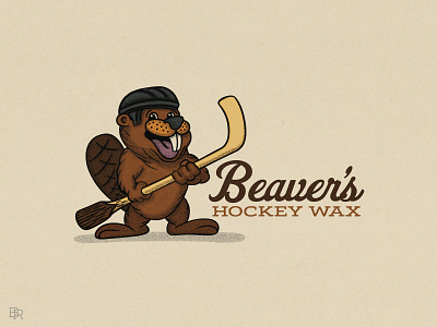 Beavers Hockey Wax_BRD_5-5-22 beaver hockey illustrator logo procreate brushes retro vintage