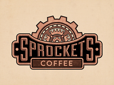 Sprockets Coffee logo coffee gears logo sprockets steampunk vintage
