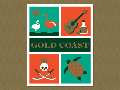 Gold Coast Poster_BRD_7-14-19 beach coast gold illustration illustrator ocean poster vector