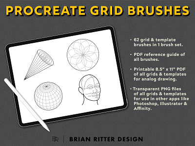 Procreate Grid Brushes_BRD_9-14-19 drawing aids drawing brushes grid builder grids procreate procreate app procreate brushes