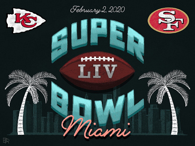 Super Bowl LIV_Chalk Illustration_BRD_1-31-20 chalk chalk brushes football illustration miami procreate super bowl