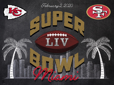 Super Bowl LIV Chalk Illustration - version 2