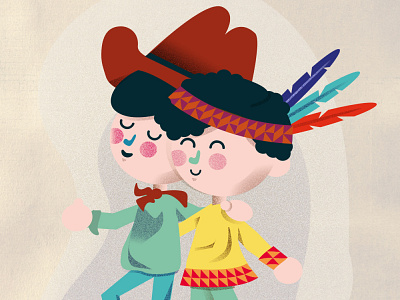Cowboy&Indian children illustrarion children illustration