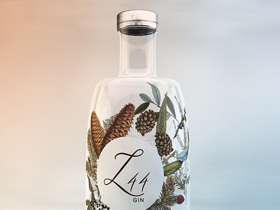Gin bottle render & packaging design