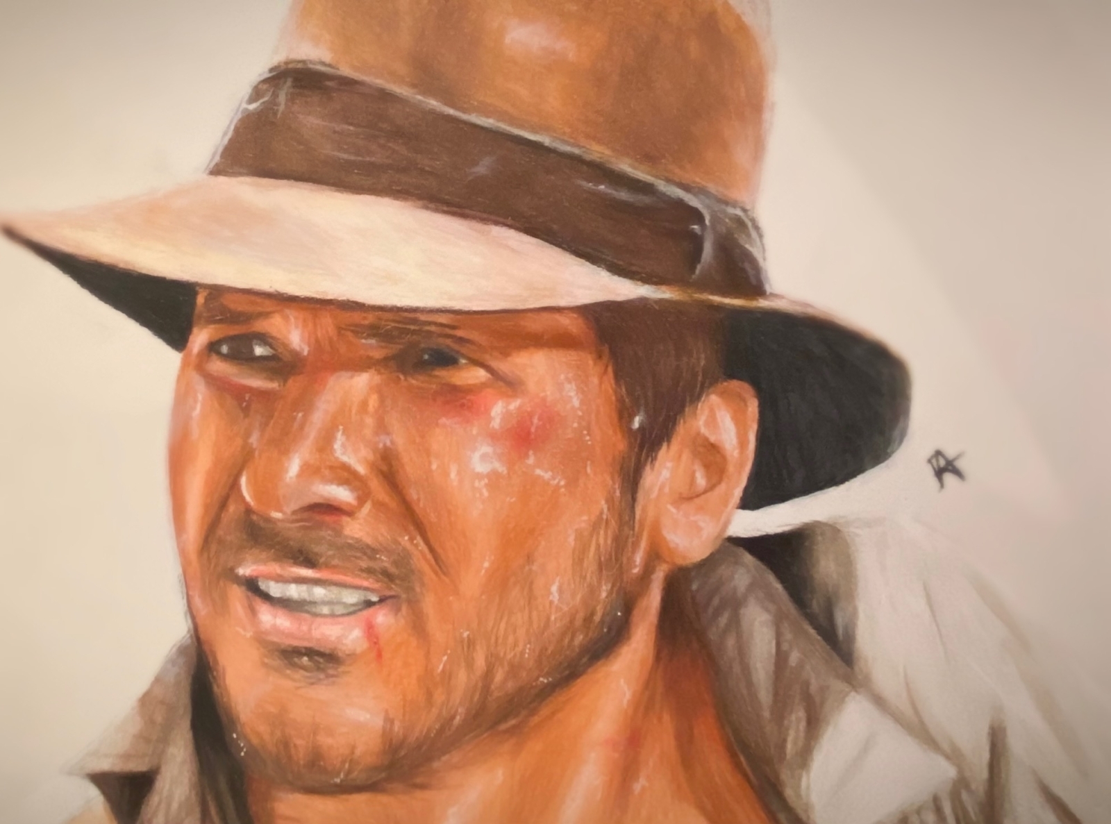 Drawing of Harrison Ford as Indiana Jones  The Artwork of John DiBiase
