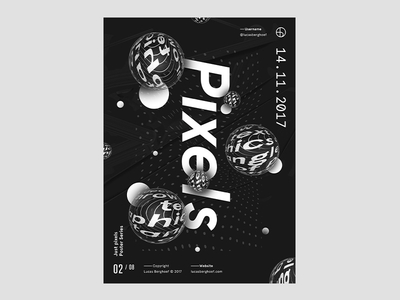 Pixels Poster black pixels poster typography white