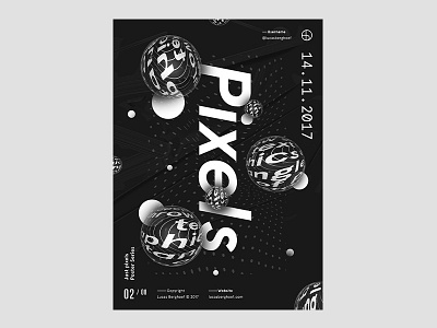 Pixels Poster black pixels poster typography white