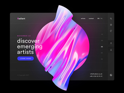 Radiant - discover emerging artists design frame graphic design radiant ui ux web webdesign