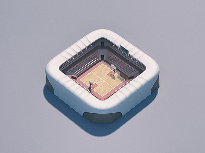 Basketball Stadium 3d basketball field game graphic isometric low poly sports stadium