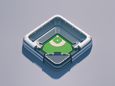 Baseball Stadium 3d baseball field game graphic isometric low poly sports stadium