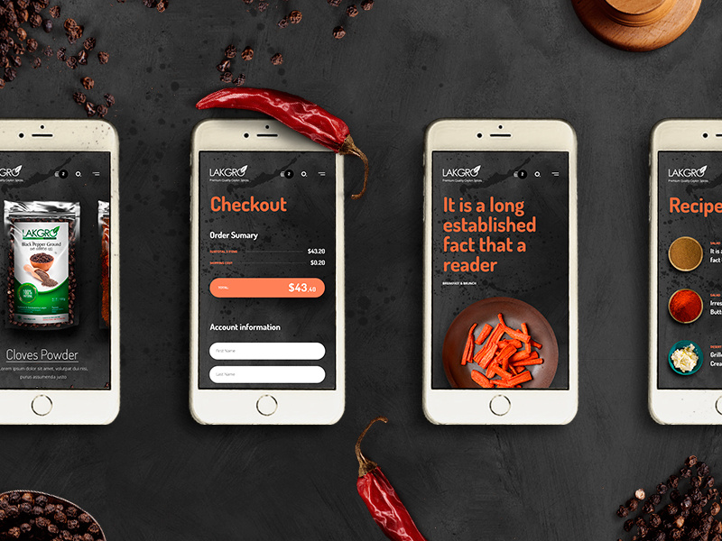 Lakgro web mobil hot pepper dark ux website switzerland sri lanka lakgro food