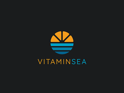 VitaminSea branding citrus cleaver logo dual meaning logo grid logo mark minimalistic orange orange slice sea symbol vitamin waves