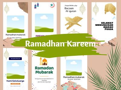 Ramadhan Kareem Template design illustration ramadhan social media story typography