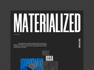 Materialized Exhibit Website bold branding 3dpriting exhibit hero landing page lettering logo mark minimal typography ui