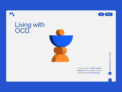 Living with OCD 3d bold dynamic homepage landing page mental health ocd simple social good storytelling ui